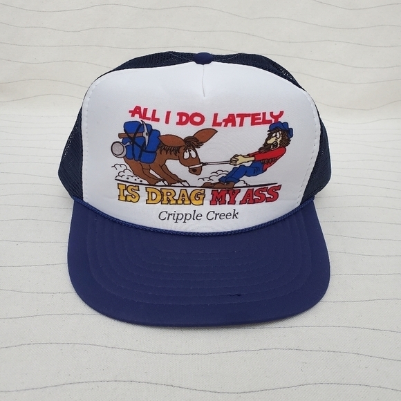 Vintage Showboat "All I Do lately Is Drag My Ass" Mesh Trucker Snapback Hat Cap - Picture 1 of 8